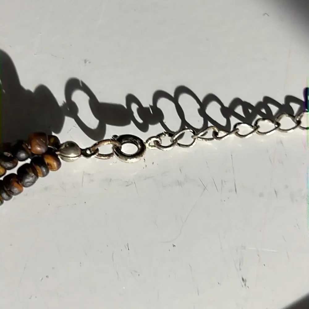 Avon Tigers Eye Pendant on Brown Bead Necklace